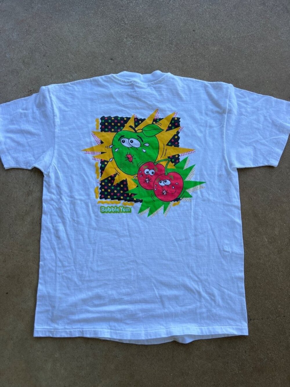 Vintage Bubble Yum Sours Graphic White T-Shirt Hanes Beefy Large  USA O3